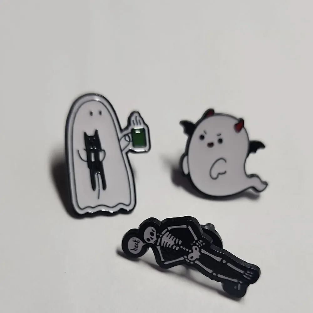 Cute Halloween Ghost and Skeleton Pins